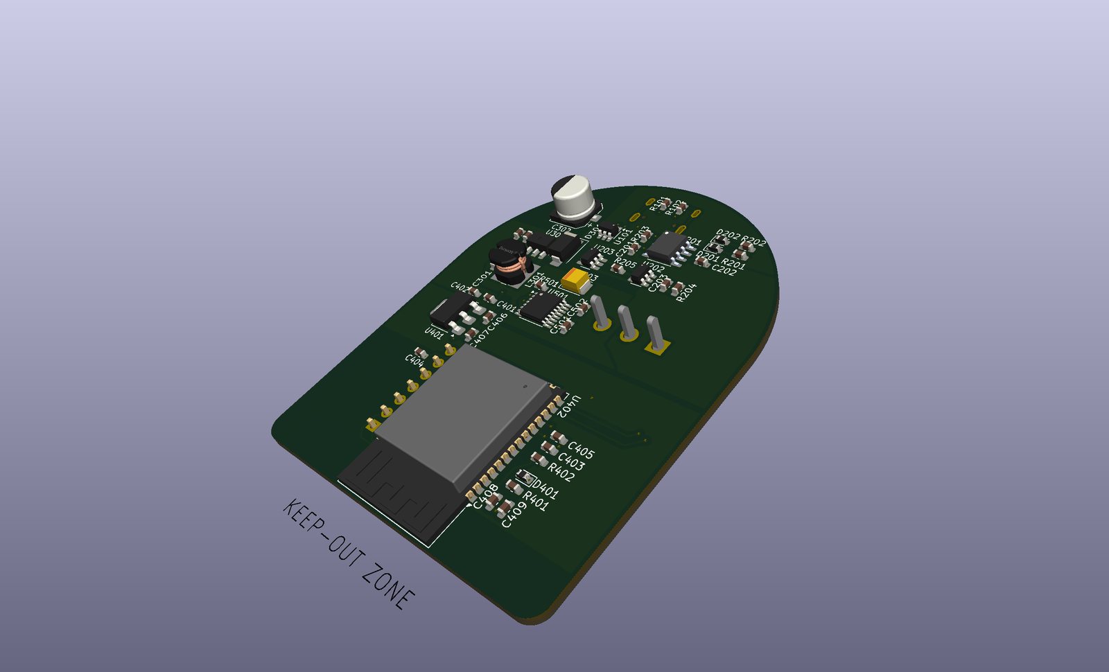 Render of the pod's circuit board.